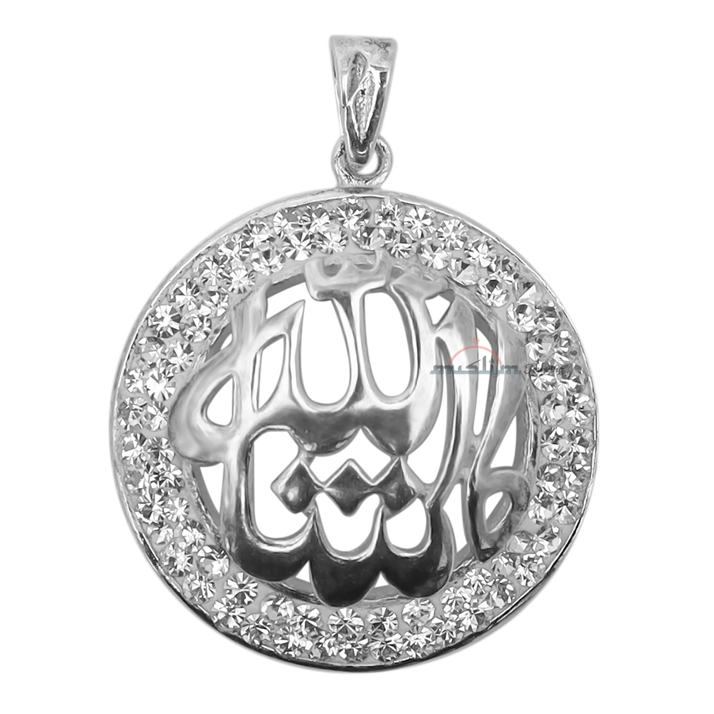 Loket Arab Islam MashAllah Kecil dengan Bezel Batu CZ untuk Kalung atau Rantai