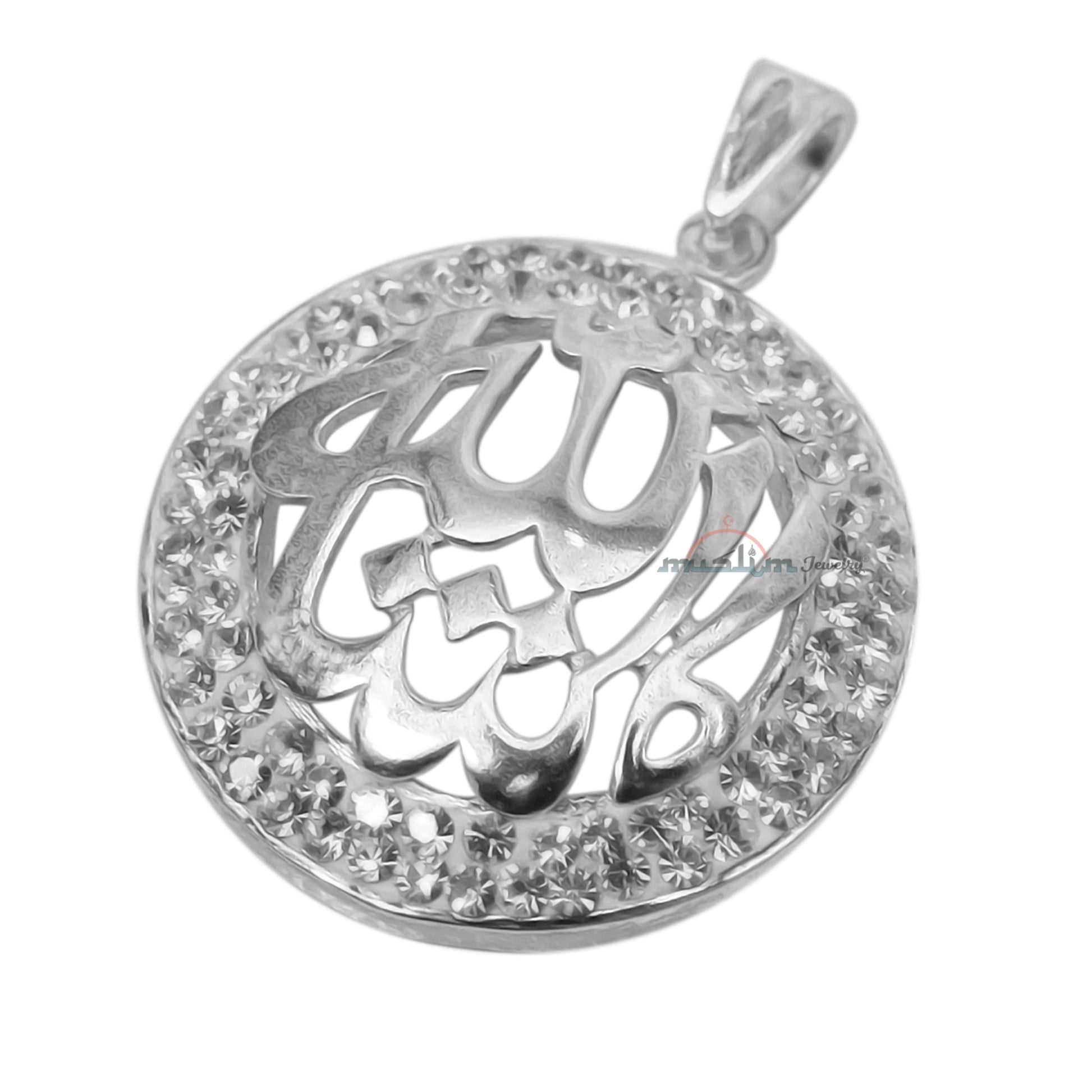 Small Islamic MashAllah Arabic Pendant with CZ Stone Bezel for Necklace or Chains