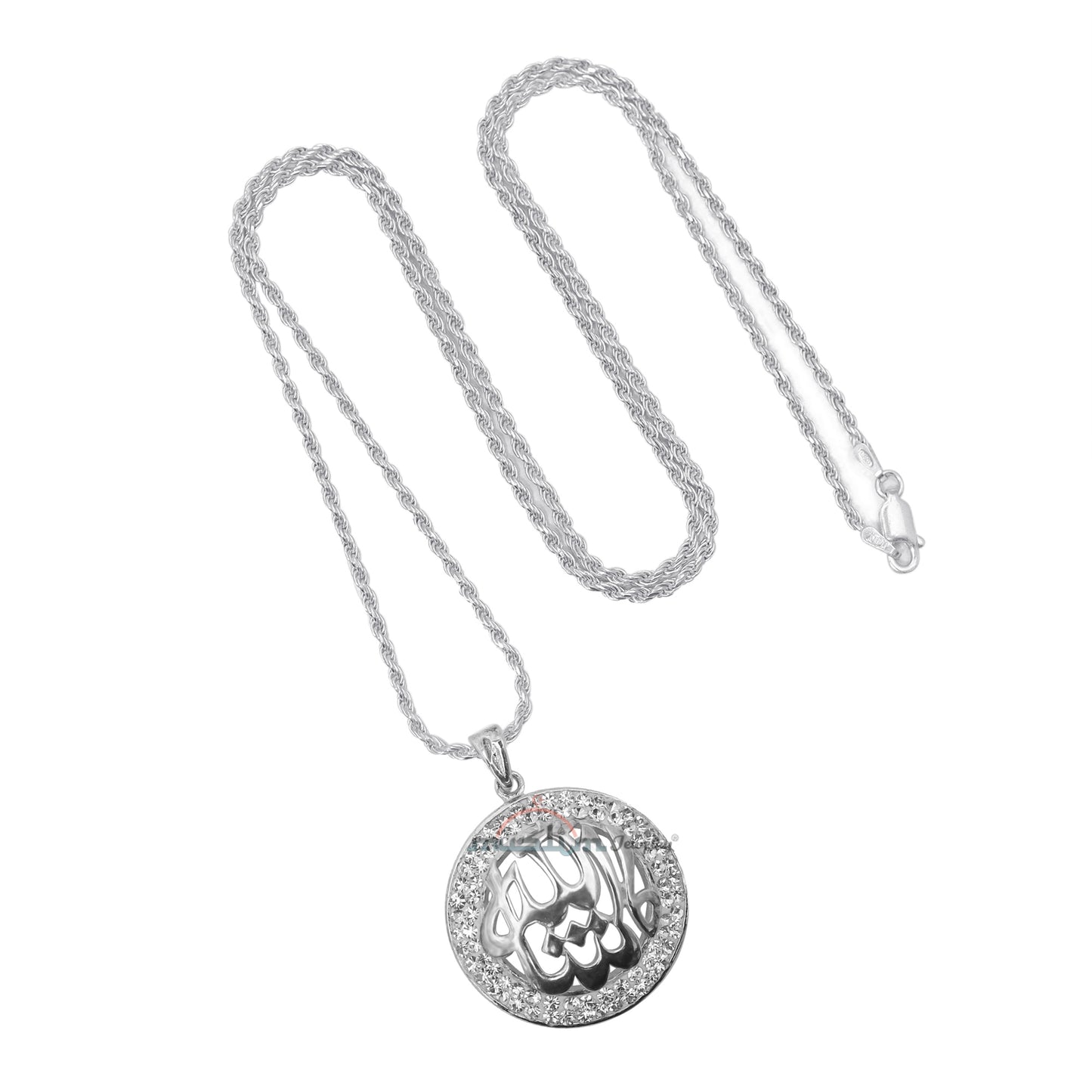 Loket Arab Islam MashAllah Kecil dengan Bezel Batu CZ untuk Kalung atau Rantai