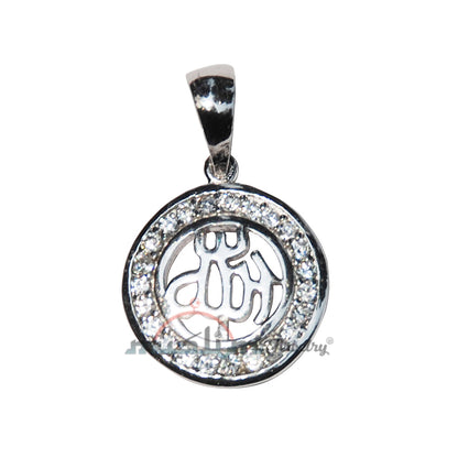 Sterling Silver Small Round Pendant With Cubic Zirconium Studs