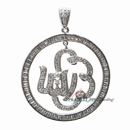 Allah Pendant Large Rhodium-Plated Silver Inlaid Cubic Zirconia