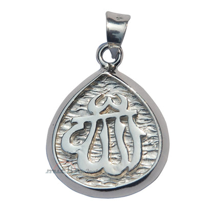 Sterling Silver Tear-drop Casted Arabic Allah Pendant