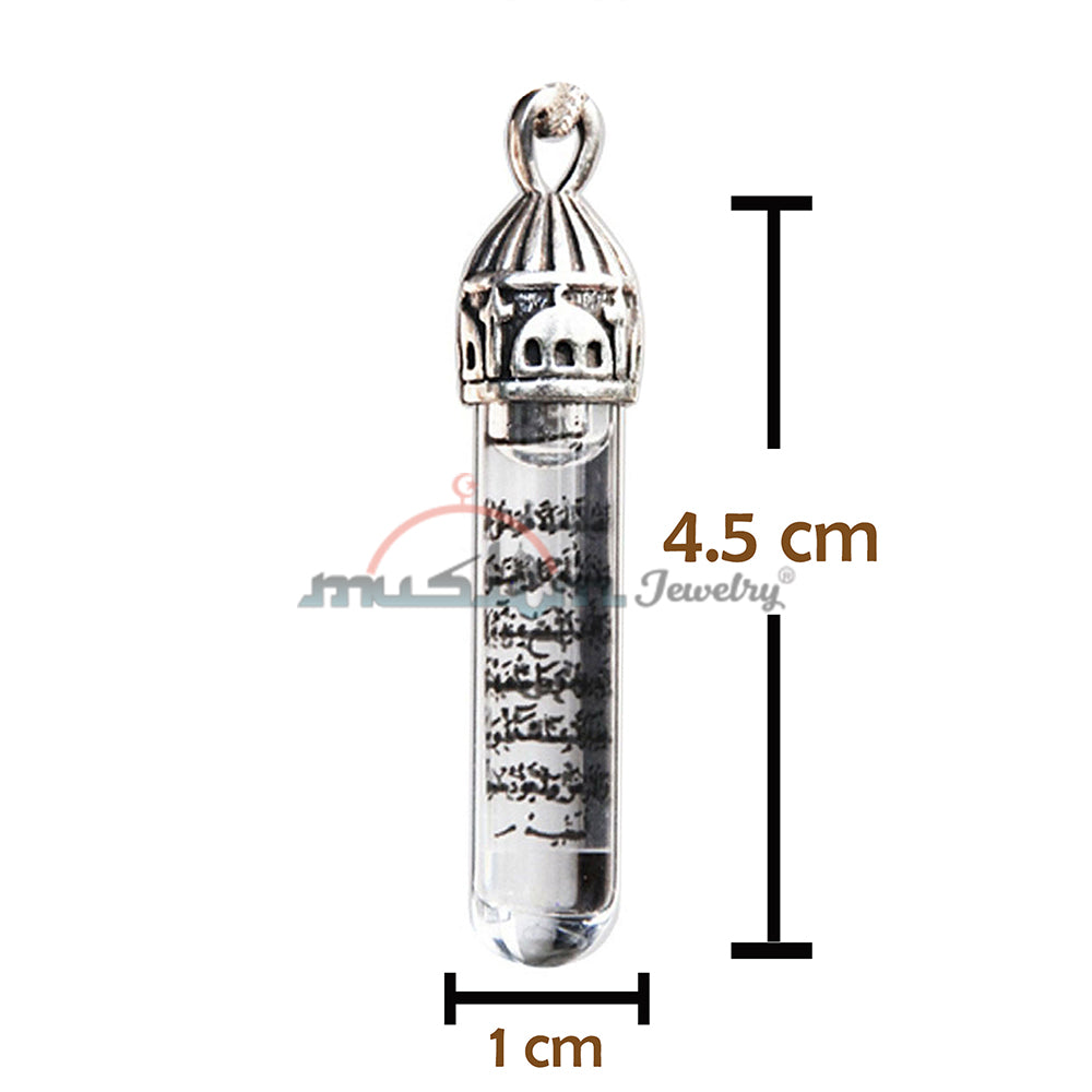 Ayatul-Kursi Zamzam Water Glass Pendant – St. Silver Clear Mosque Top