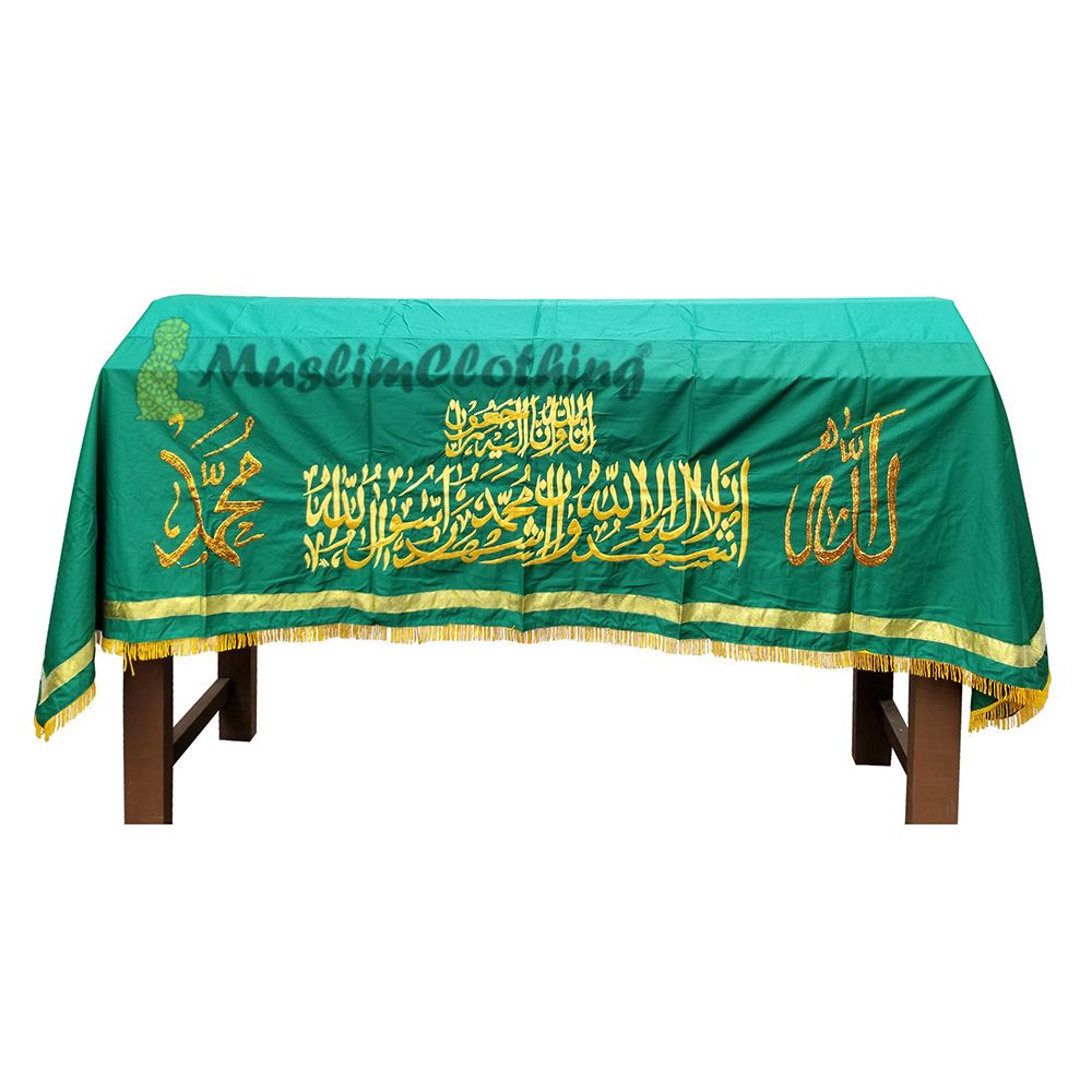 Large Heavyweight Burial Coffin Chadar Casket Cover Islamic Janazah Cloth Green Golden Yellow
