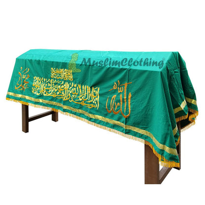 Large Heavyweight Burial Coffin Chadar Casket Cover Islamic Janazah Cloth Green Golden Yellow
