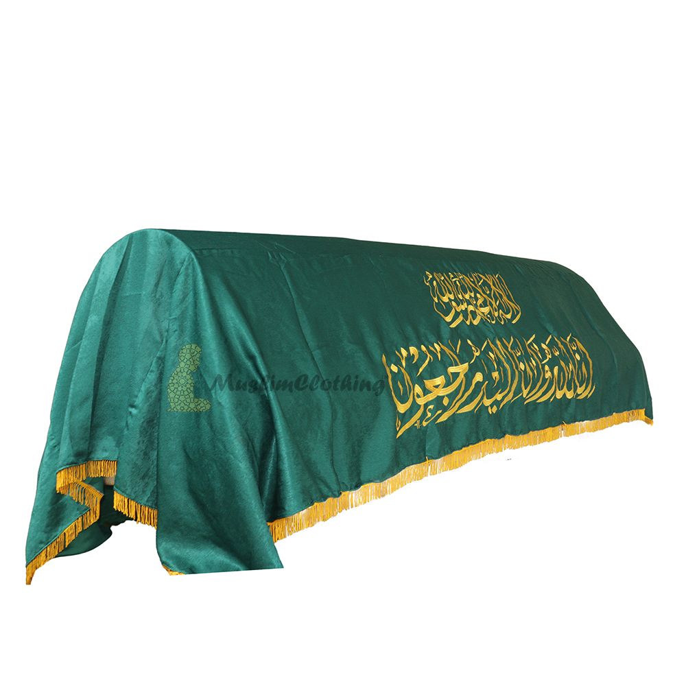 Medium-Weight Velvet Burial Coffin Chadar Casket Cover Islamic Janazah Cloth Green Gold