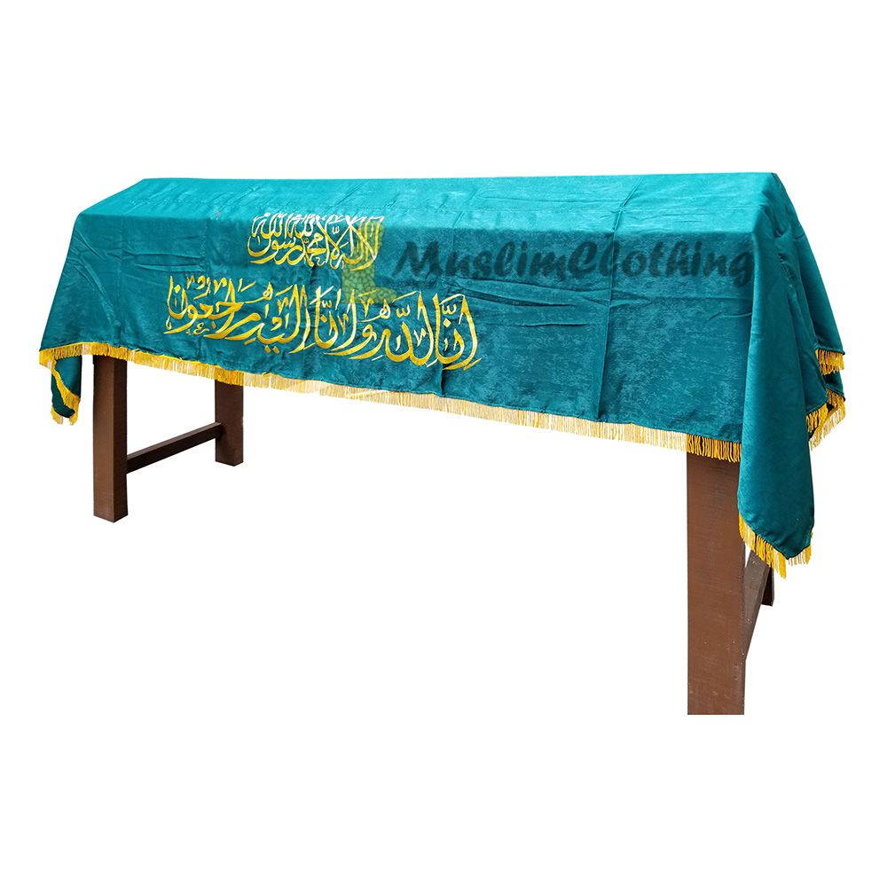 Medium-Weight Velvet Burial Coffin Chadar Casket Cover Islamic Janazah Cloth Green Gold