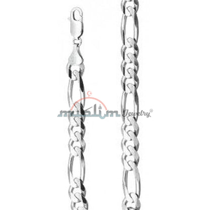 High Quality Sterling Silver 100 Gauge Figaro Chain 4x1 mm Jewelry Necklace