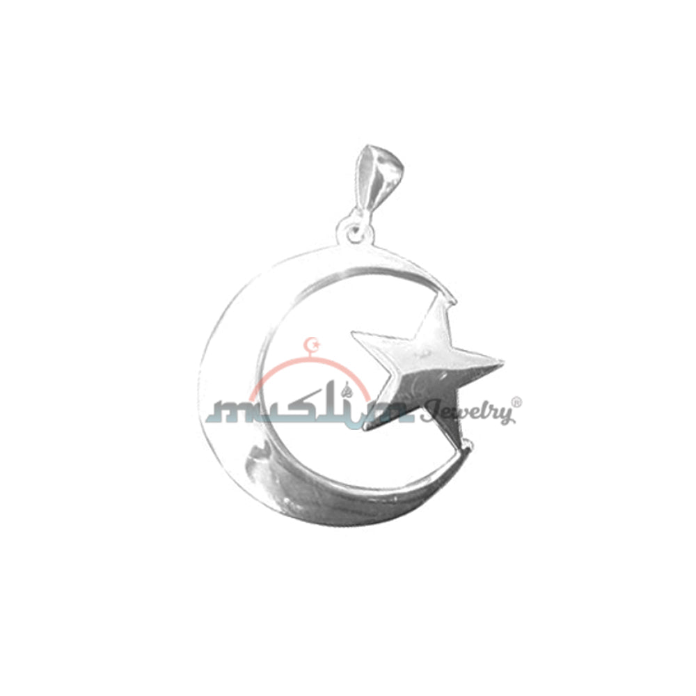 Small Islamic Symbol Crescent Moon Star Pendant – Sterling Silver