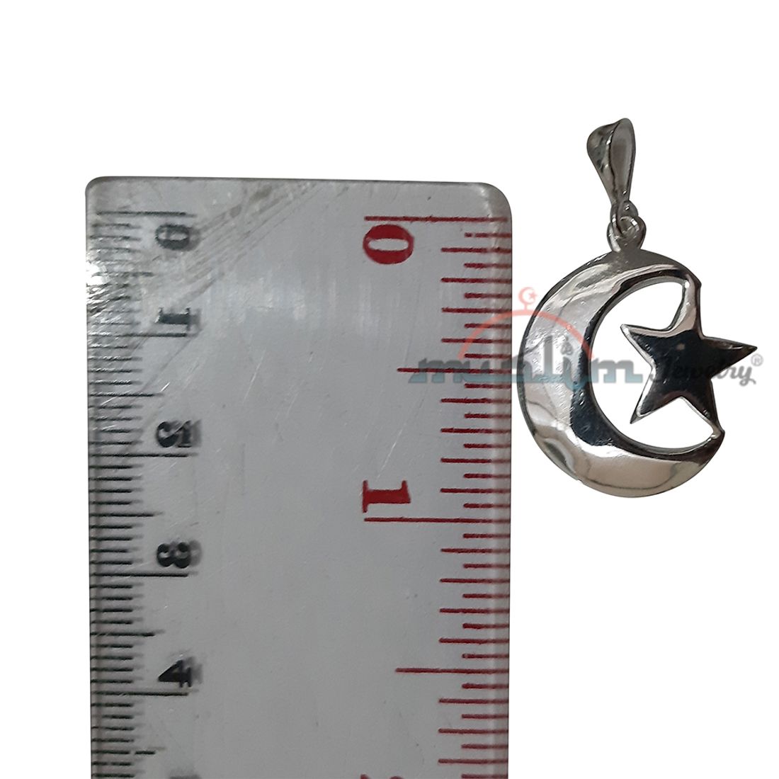 Small Islamic Symbol Crescent Moon Star Pendant Sterling Silver