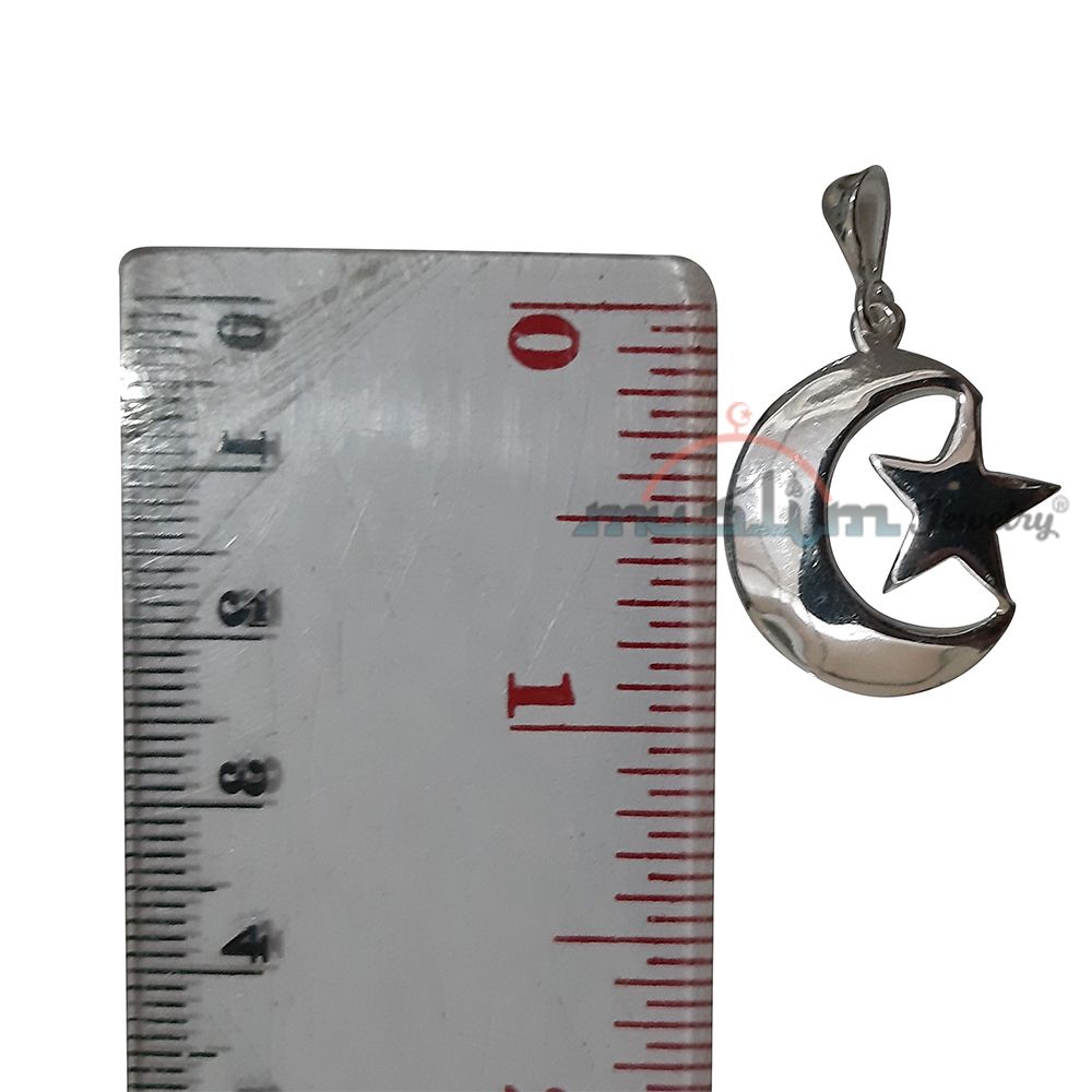 Small Islamic Symbol Crescent Moon Star Pendant – Sterling Silver