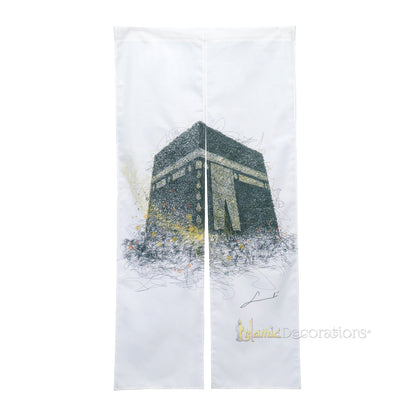 Muslim Door Cover Kabah – Bayt Allah Design 2-Panel Hanging Islamic Mihrab House Decoration – 33X65 Inches (85X165Cm)