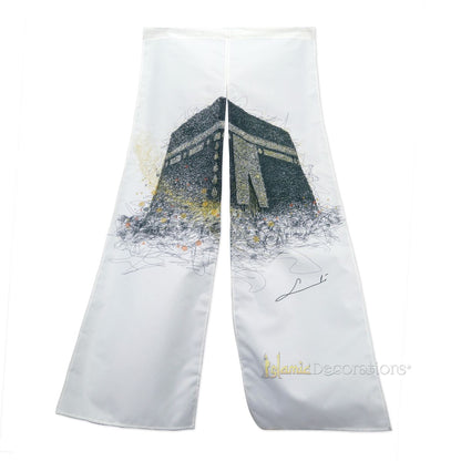 Muslim Door Cover Kabah – Bayt Allah Design 2-Panel Hanging Islamic Mihrab House Decoration – 33×65 inches (85x165cm)