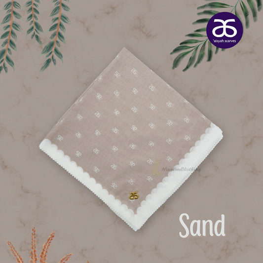 Syal Hijab Voal Ultrafine Seri Monogram Pasir Aisyah Scarves®