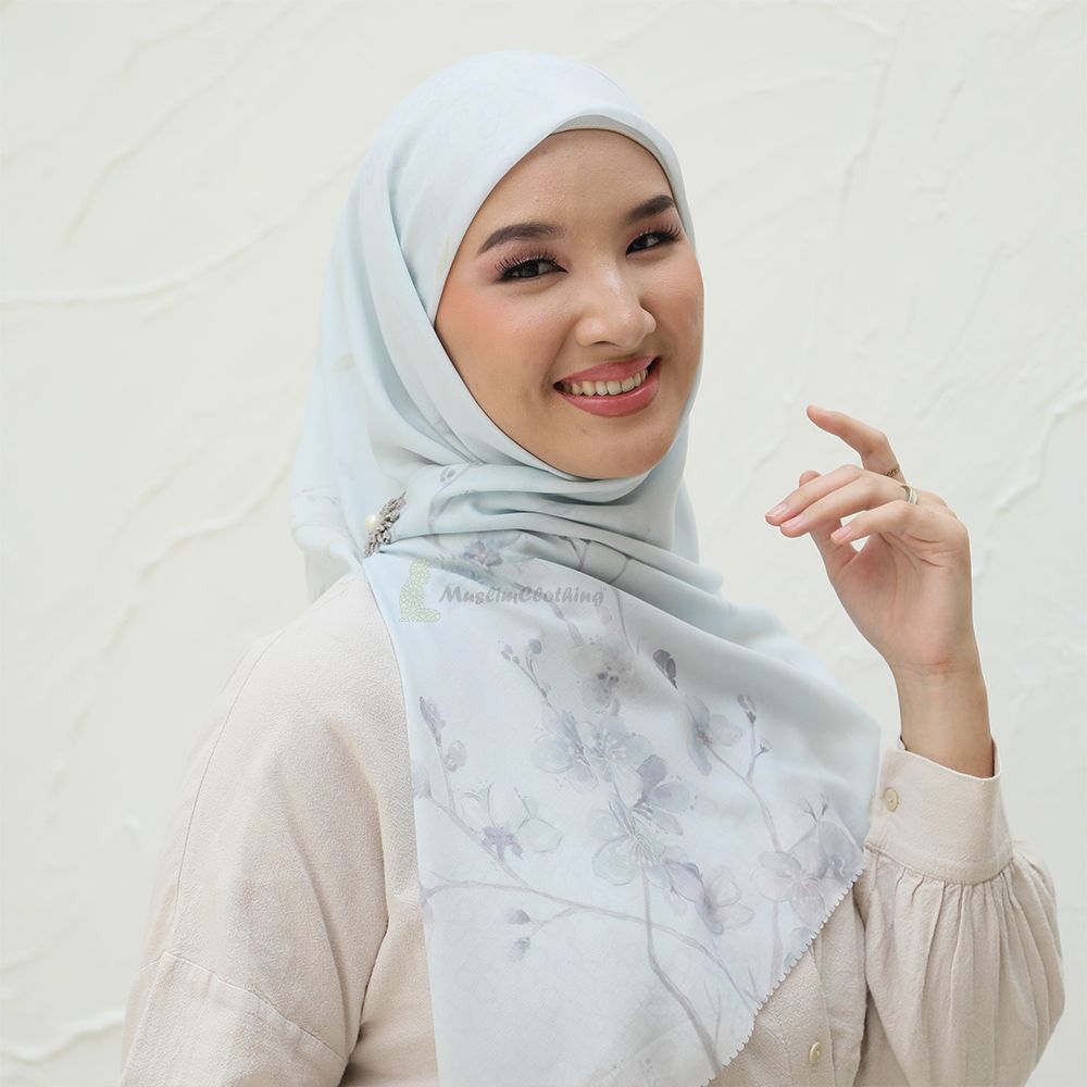 Aisyah Scarves® Bliss Light Blue Blossom Series Scarf Hijab