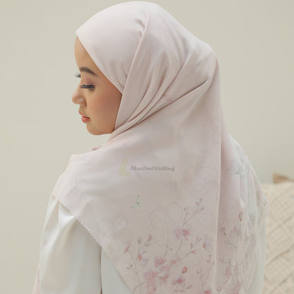 Syal Aisyah Bliss Light Pink Blossom Series Scarf Hijab