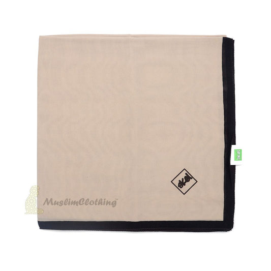 Café Latte with Dark Brown Border Chiffon Scarf Hijab Shawl Islamic Headwear