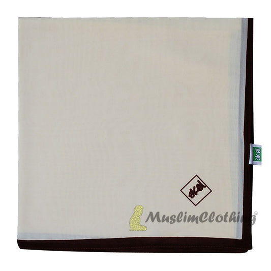 Cream with Black Border Chiffon Scarf Hijab Shawl Islamic Headwear