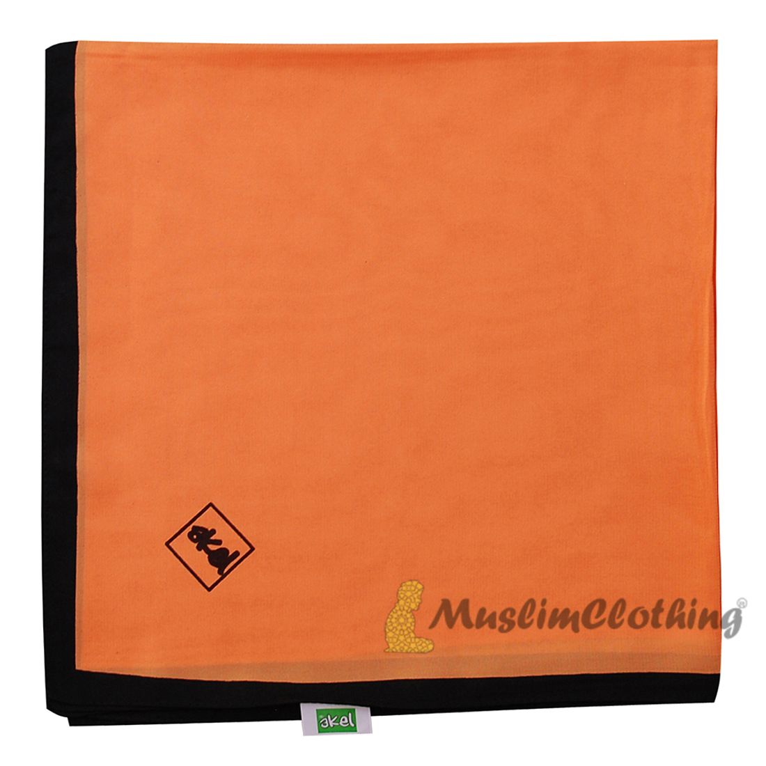 Oranye dengan Perbatasan Hitam Syal Sifon Jilbab Selendang Hiasan Kepala Islami