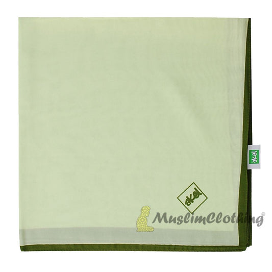 Light Green with Dark Green Border Chiffon Scarf Hijab Shawl Islamic Headwear