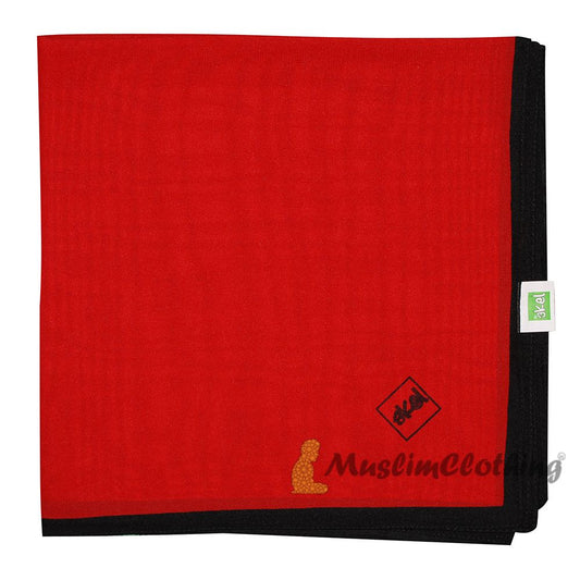 Red with Black Border Chiffon Scarf Hijab Shawl Islamic Headwear