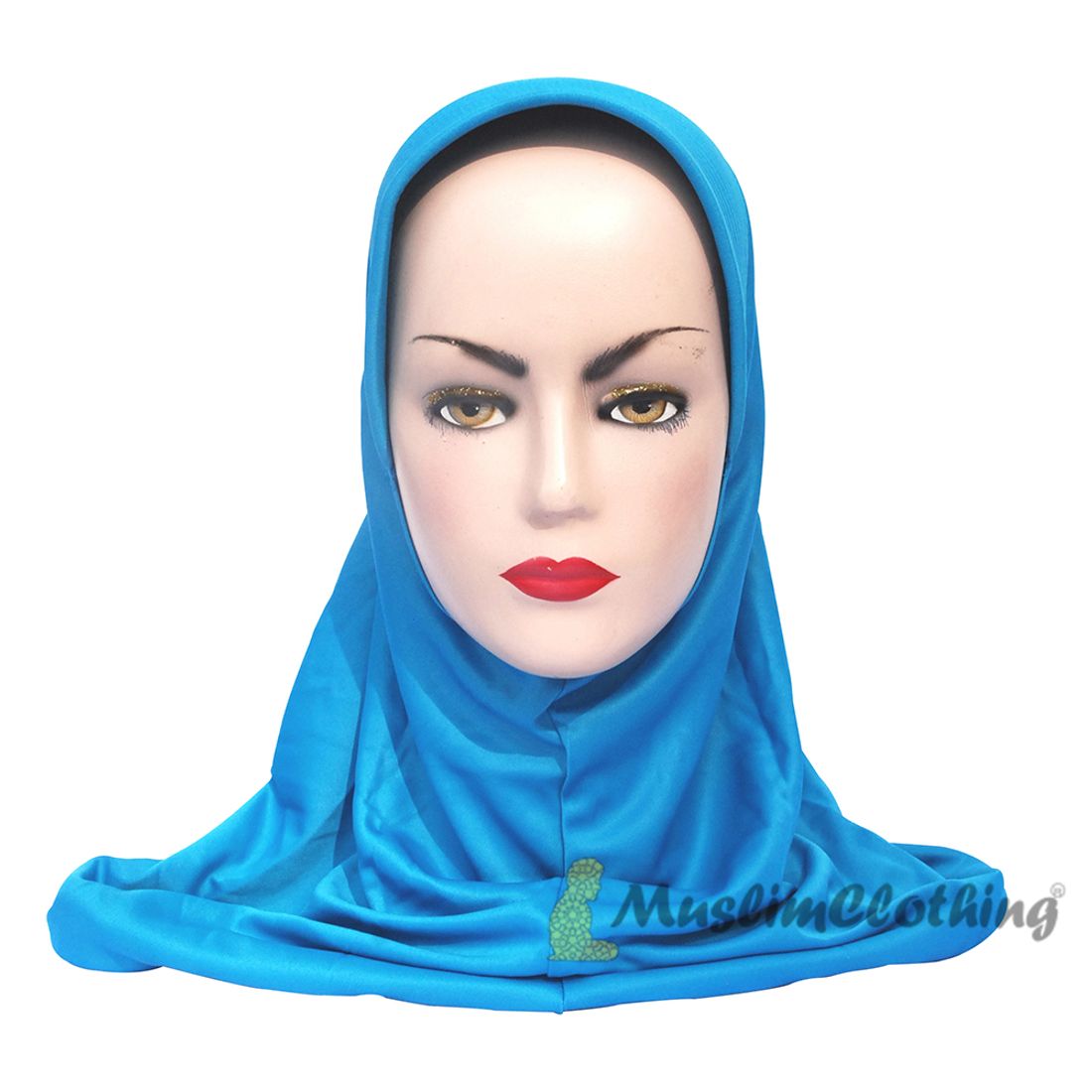 Instant Pull-on Easy Hijab Jilbabs in Various Light Turquoise – Padded Visser Shoulder-length Easy Muslimah Khimar