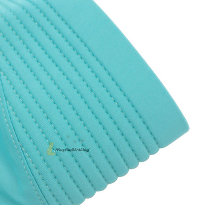 Instant Pull-On Easy Hijab Jilbab In Pastel Turquoise – Padded Visser Shoulder-Length Easy Muslimah Khimar