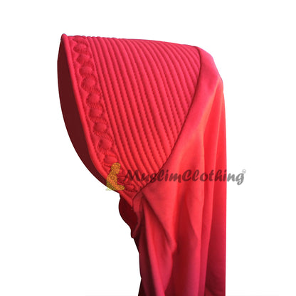 Instant Pull-On Easy Hijab Jilbabs In Various Red – Padded Visser Shoulder-Length Easy Muslimah Khimar