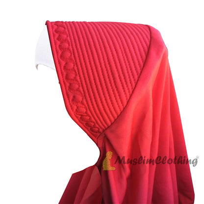 Instant Pull-On Easy Hijab Jilbabs In Various Red – Padded Visser Shoulder-Length Easy Muslimah Khimar