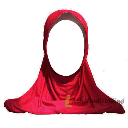 Instant Pull-On Easy Hijab Jilbabs In Various Red – Padded Visser Shoulder-Length Easy Muslimah Khimar