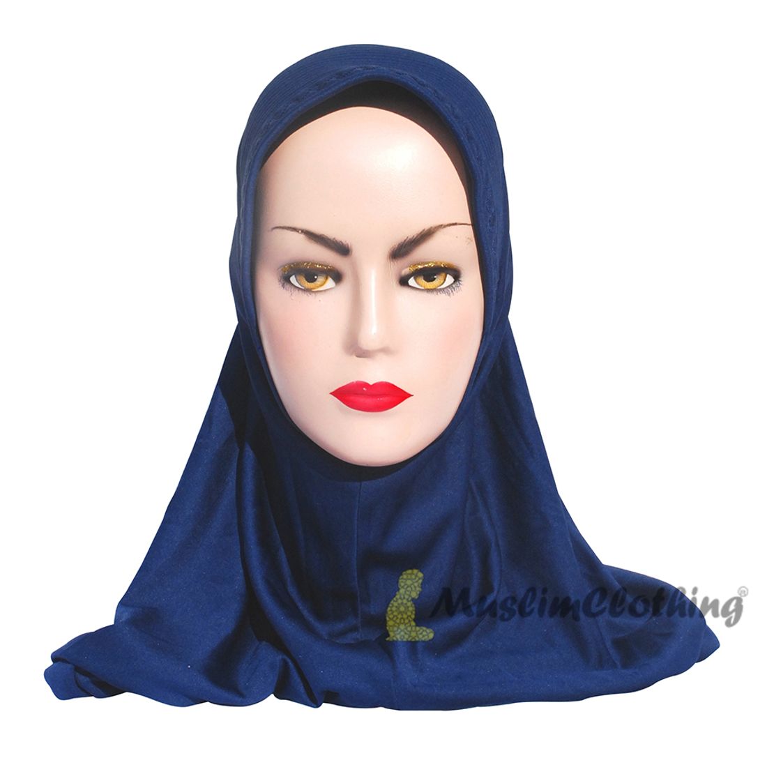 Jilbab Jilbab Easy Pull-on Instan Warna Biru Tua – Visser Empuk Sebahu Easy Muslimah Khimar