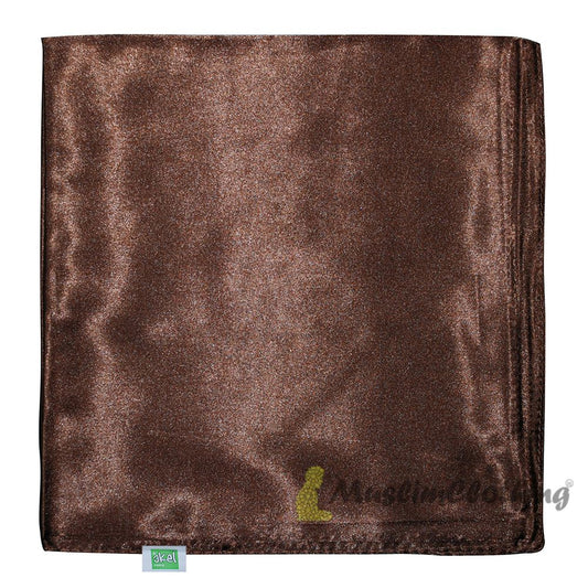 Dark Brown Borderless Satin Scarf Hijab Shawl Islamic Headwear