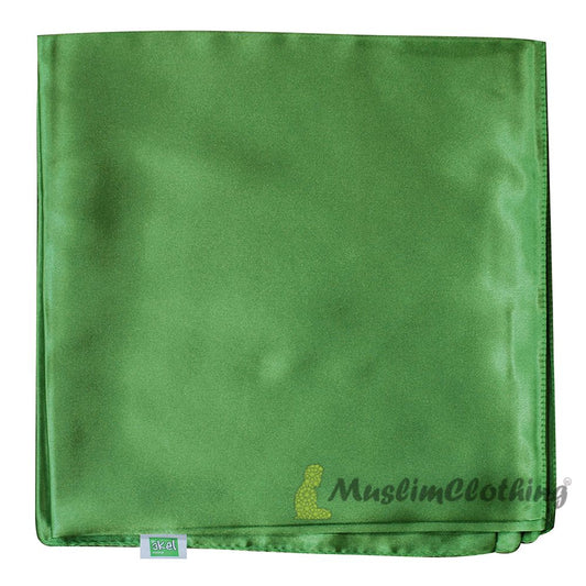Leaf Green Borderless Satin Scarf Hijab Shawl Islamic Headwear