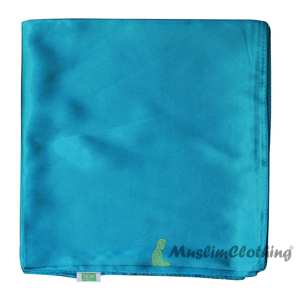 Light Blue Borderless Satin Scarf Hijab Shawl Islamic Headwear