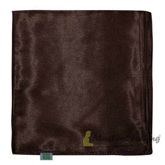 Super Dark Brown Borderless Satin Scarf Hijab Shawl Islamic Headwear