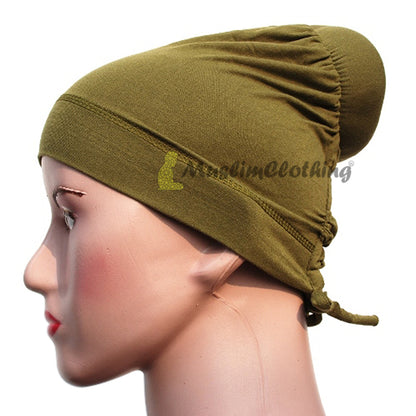 Green Khaki Hair One-Sized Soft Polyester Bun Underscarf