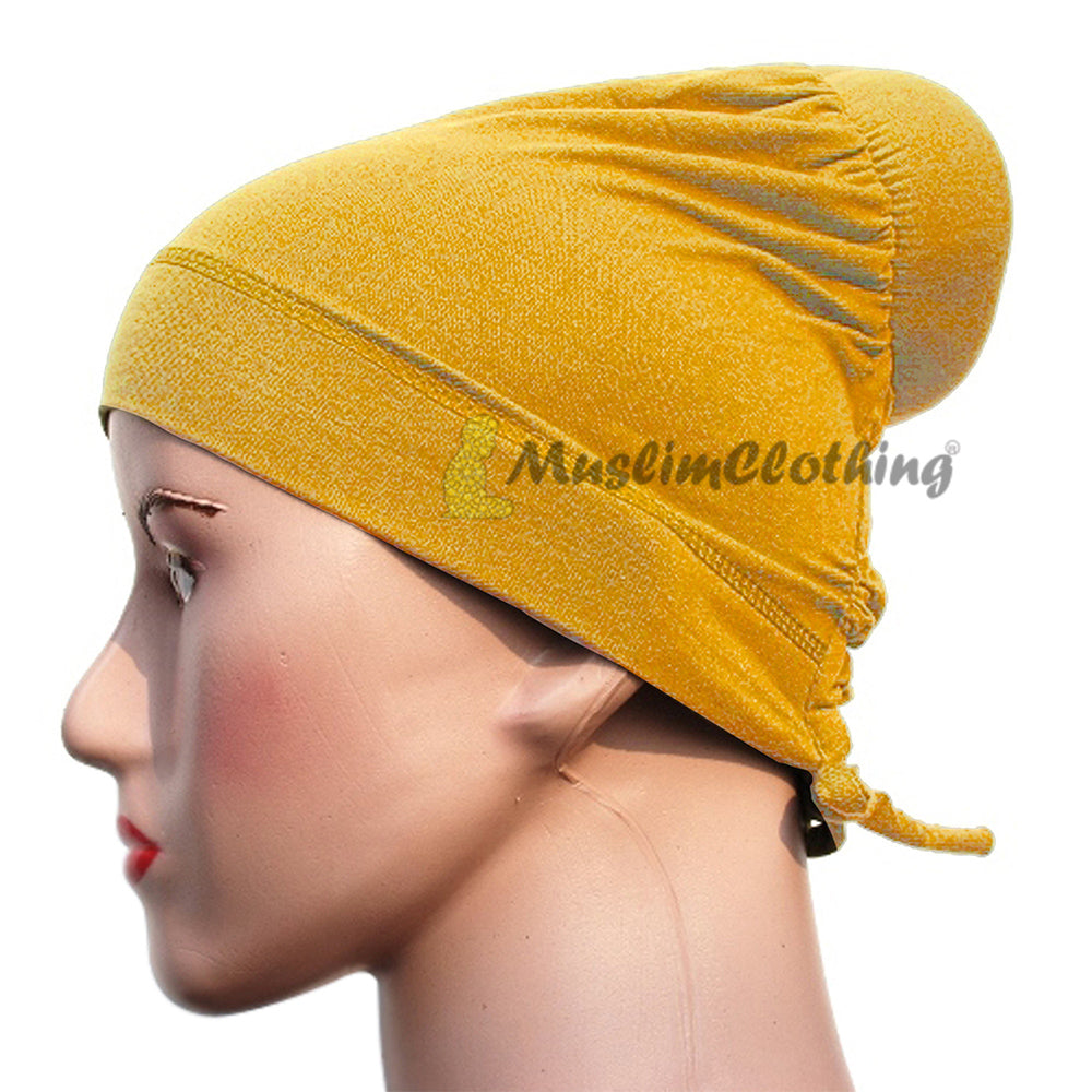 Underscarf Sanggul Poliester Lembut Bersaiz Rambut Mustard