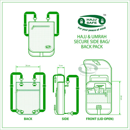 HajjSafe™ Haji &amp; Umrah - Tas Samping dan Ransel [Anti Maling &amp; Aman]