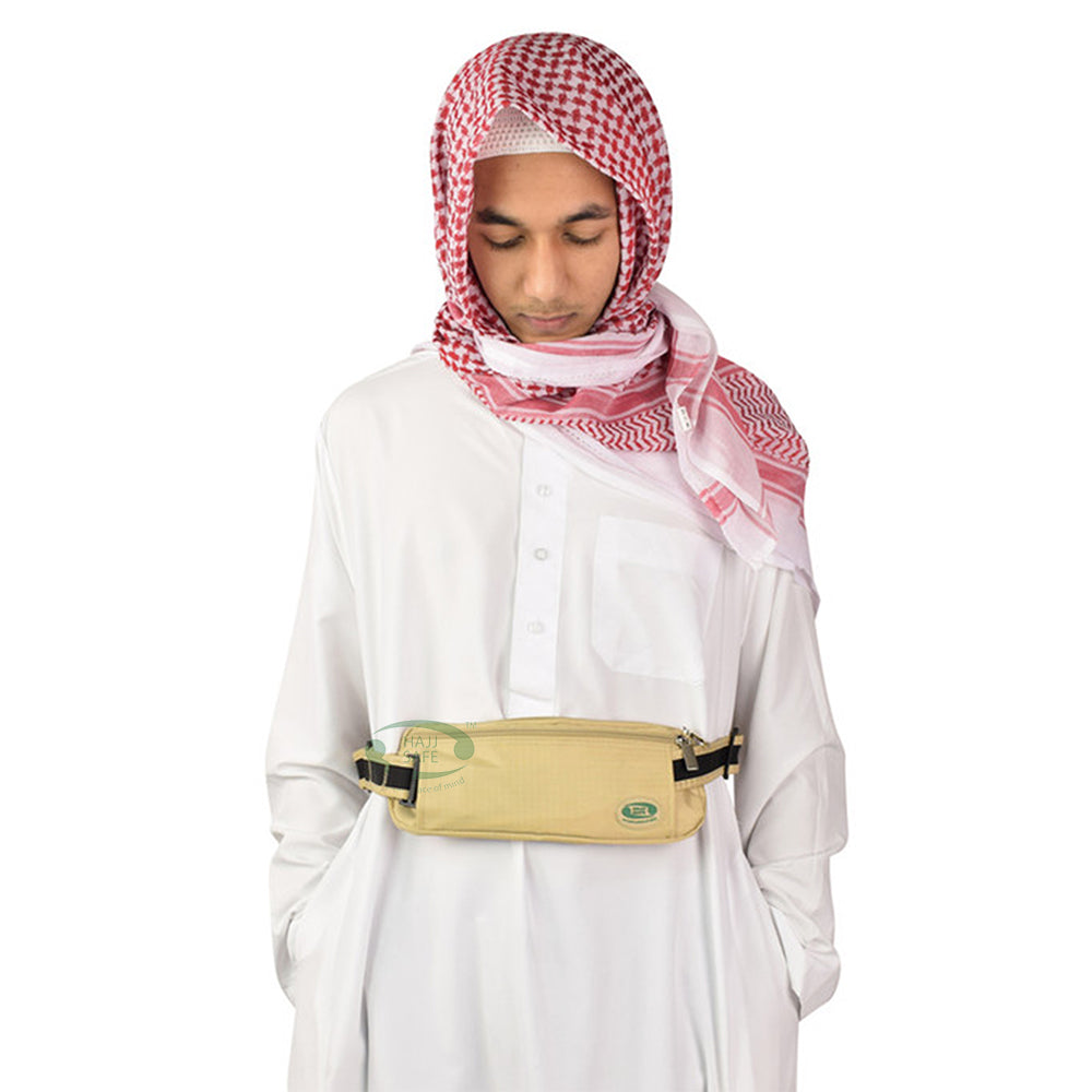 Haji &amp; Umrah Anti-Kecurian Diperkukuh IHRAM Belt Pinggang Pouch Keselamatan Aksesori Perjalanan Keselamatan 3.1×11-inci