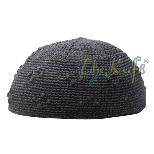 Black Hand-crocheted Knot Design Skull Cap Kufi – Medium