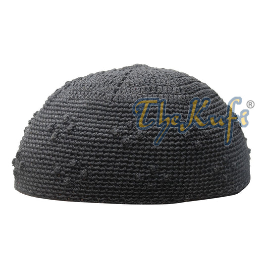 Black Hand-Crocheted Knot Design Skull Cap Kufi - Medium