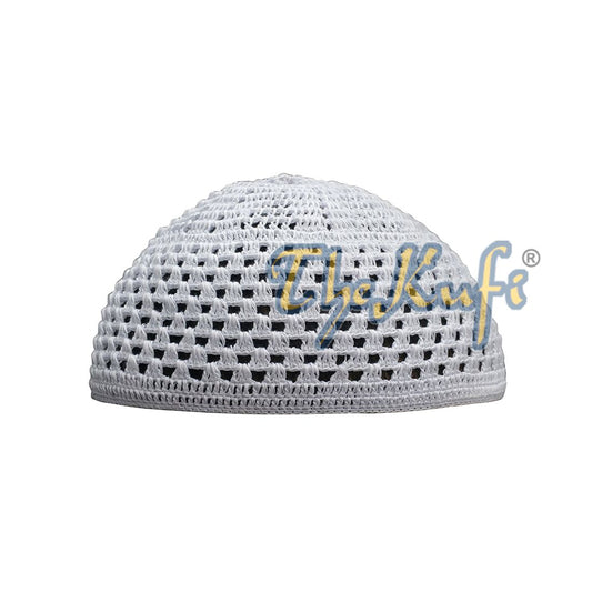 White Open Weave Soft Comfortable Durable Cotton Hand-crocheted Kufi