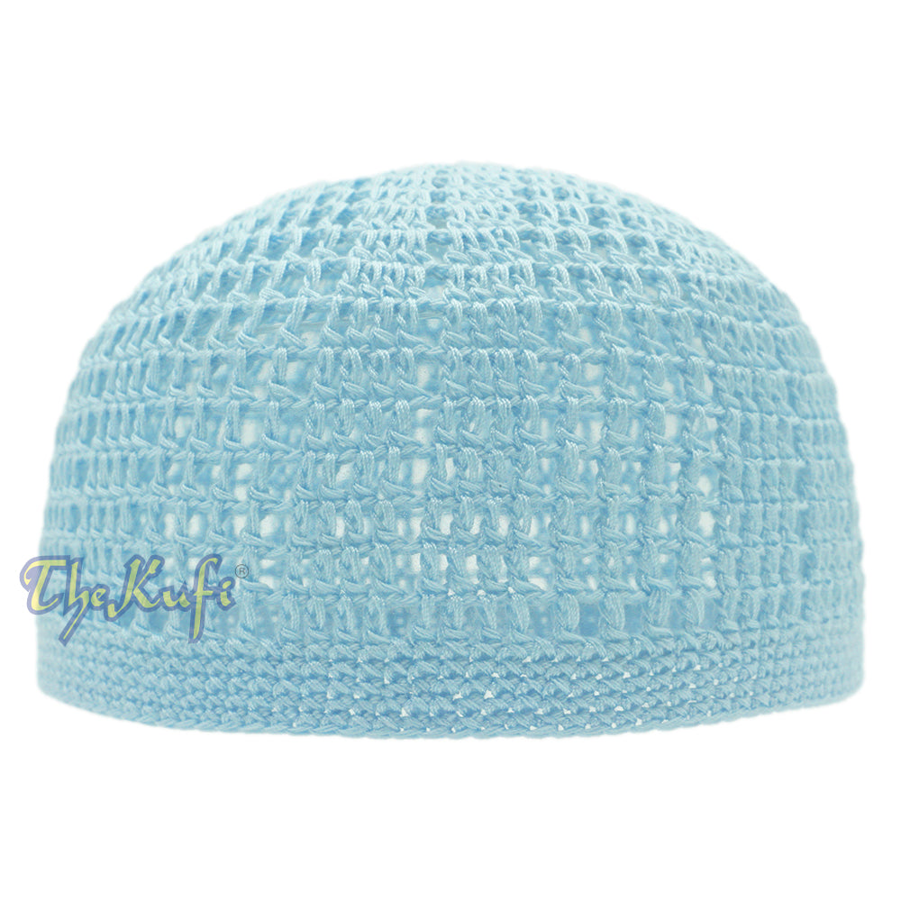 Baby Blue Open-Weave Design Cotton Skull Cap Kufi