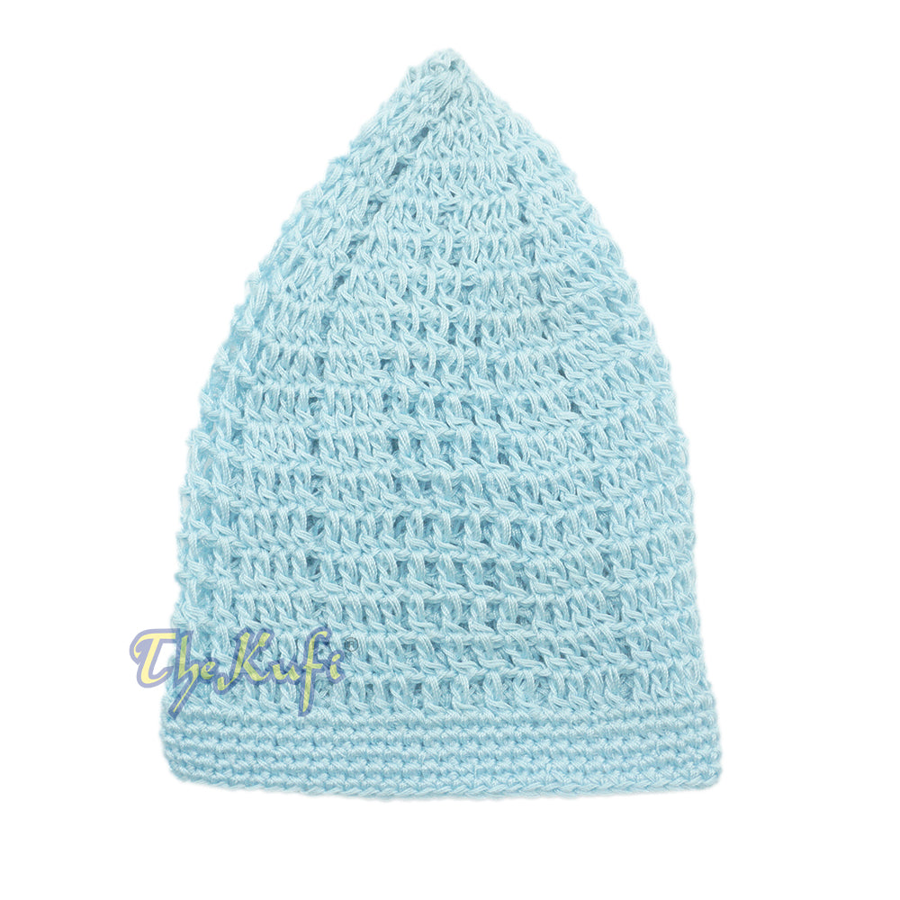 Baby Blue Open-weave Design Cotton Skull Cap Kufi