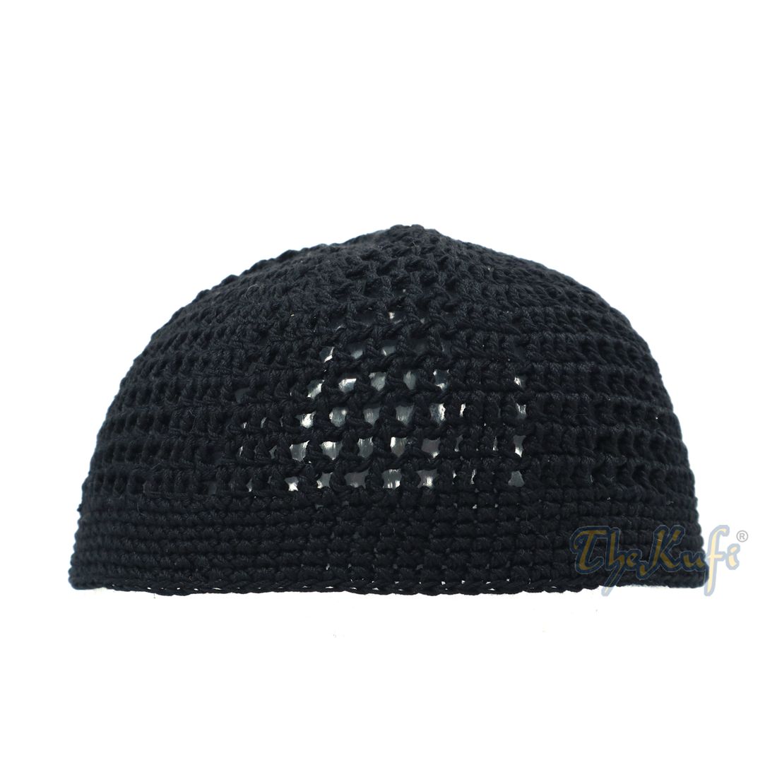 Black kufi Tight & Loose Weave Design Crochet Knit Cap