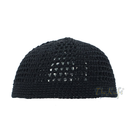 Black Kufi Tight & Loose Weave Design Crochet Knit Cap