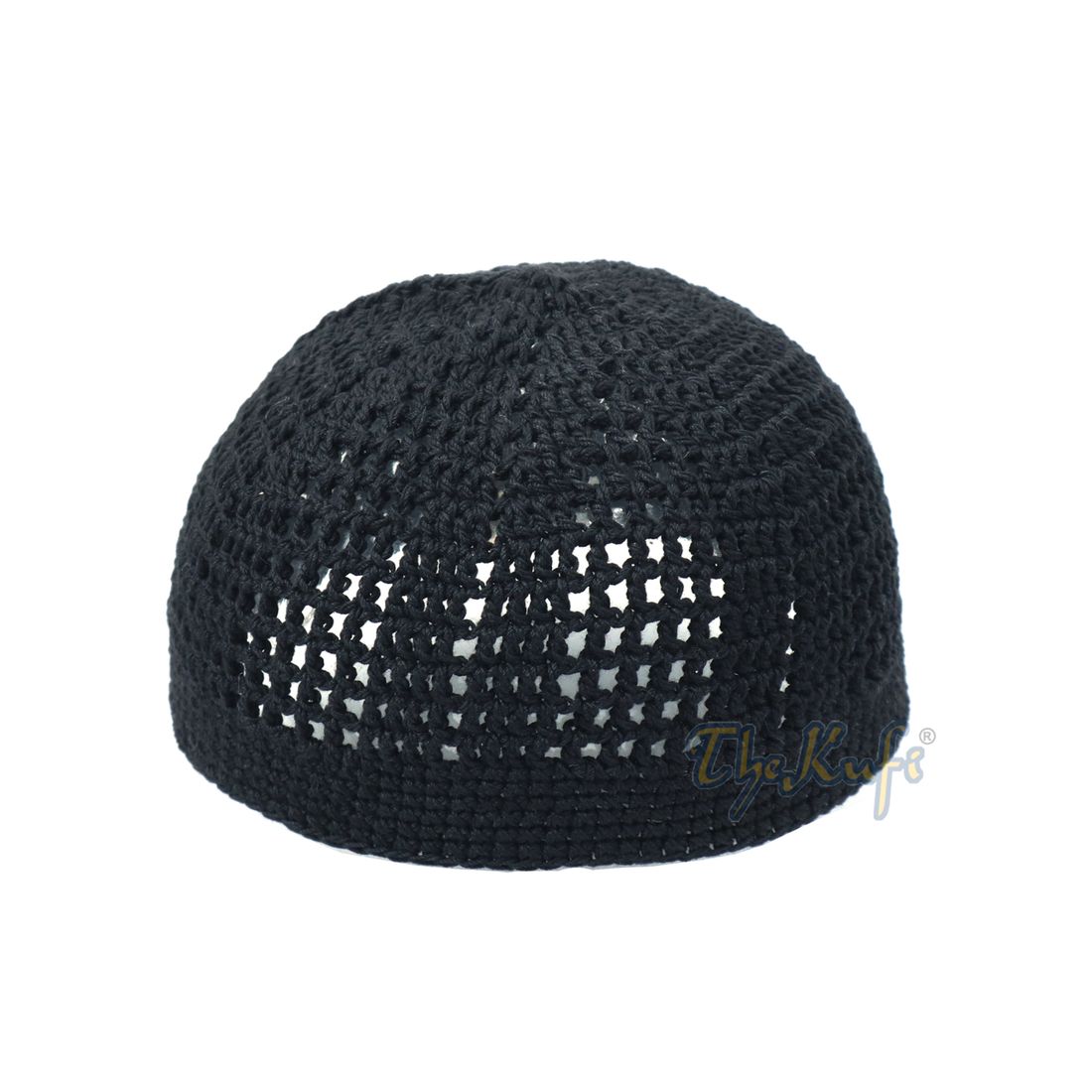 Black kufi Tight & Loose Weave Design Crochet Knit Cap