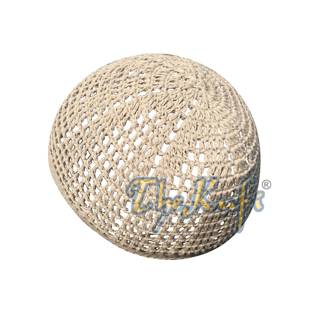 Cotton Cream Tight & Loose Weave Design Crochet Knit Kufi Hat