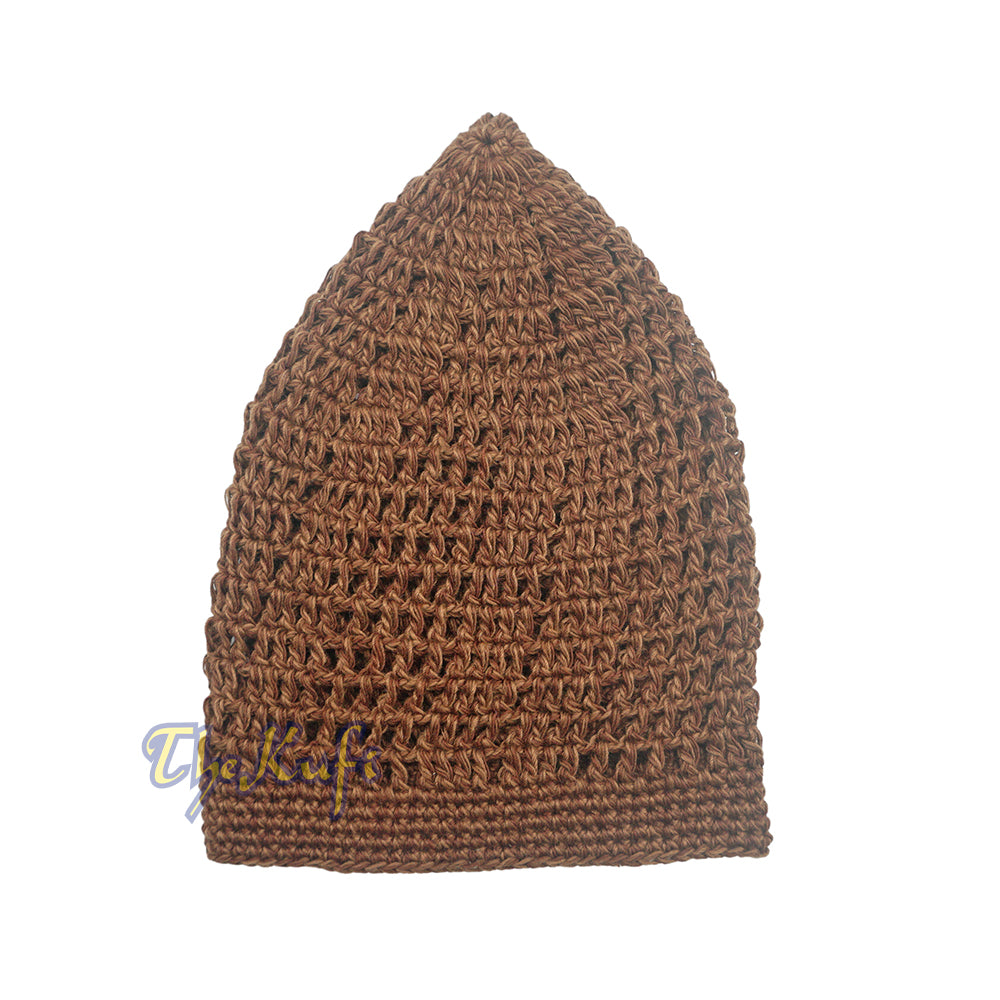 Dark Brown Open-Weave Design Cotton Skull Cap Kufi