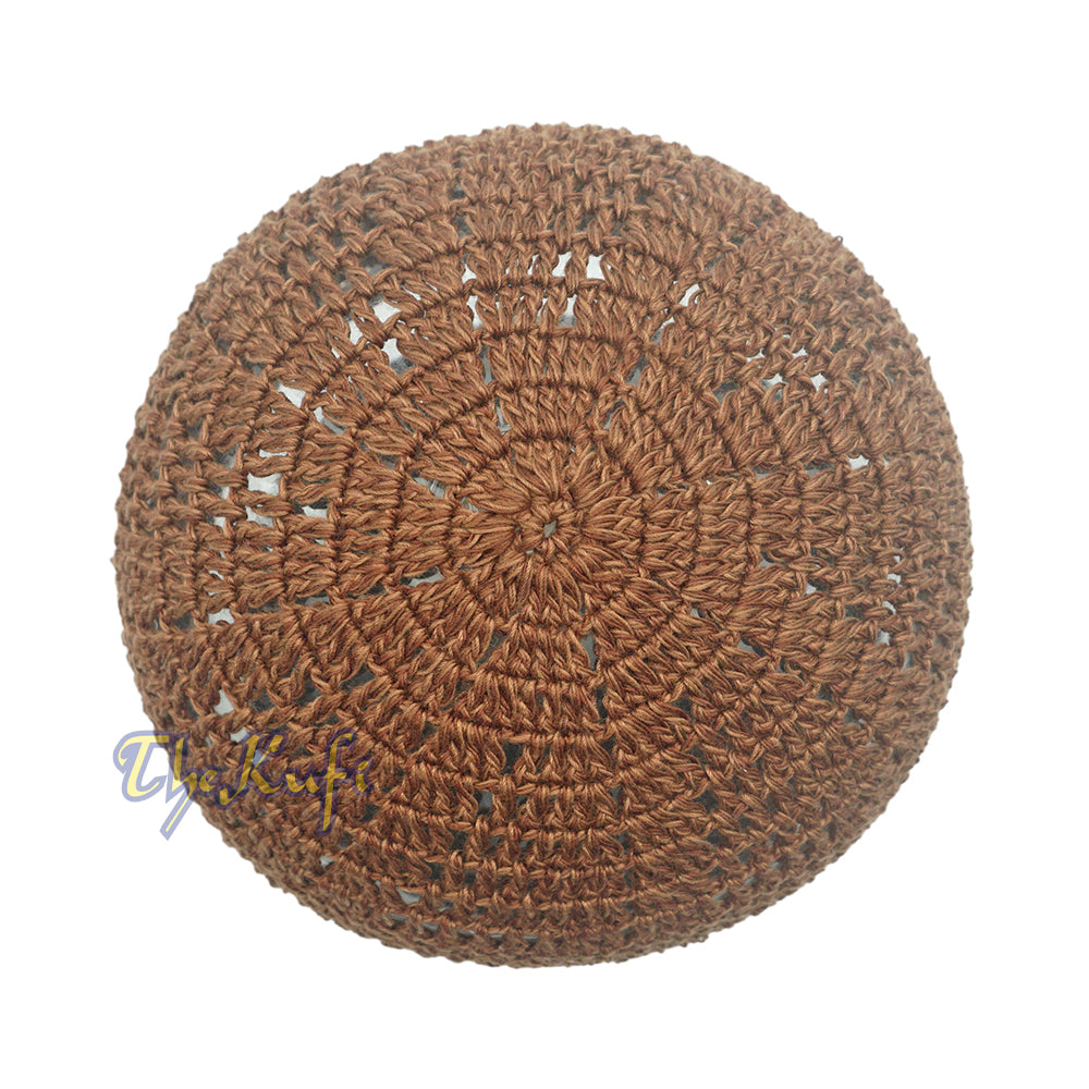 Dark Brown Open-Weave Design Cotton Skull Cap Kufi